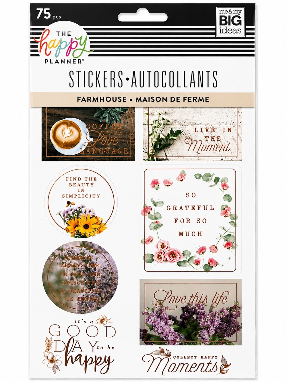 The Happy Planner Farmhouse 75 Piece Sticker Pack Floral MAMBI